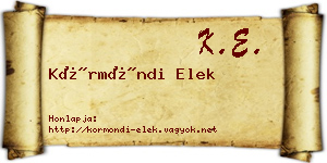Körmöndi Elek névjegykártya