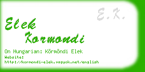 elek kormondi business card